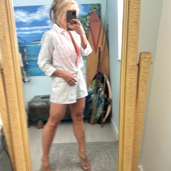 ⭐️Victoria's Secret,Ikat Tie-Dye Boho Romper,Soft Linen & Cotton Blend,Button-Up - Picture 6 of 16